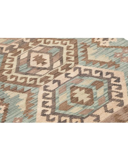 Tappeto Kilim Afghanistan azzurro bianco 86x285