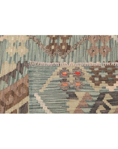 Tappeto Kilim Afghanistan azzurro bianco 86x285