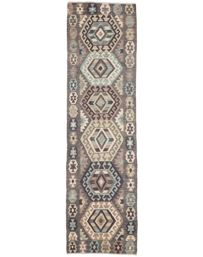Tappeto Kilim Afghanistan marrone azzurro 81x298