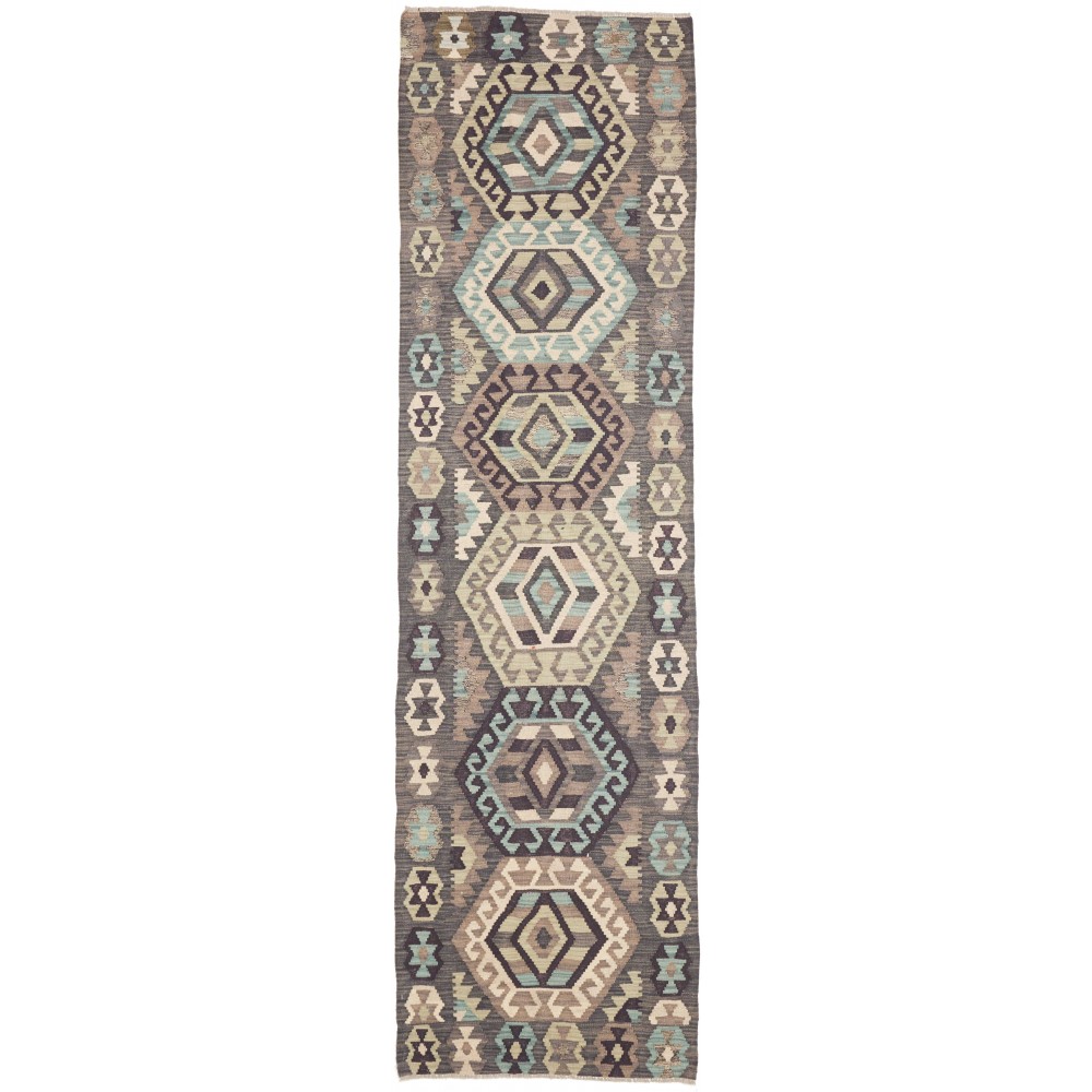 Tappeto Kilim Afghanistan marrone azzurro 81x298