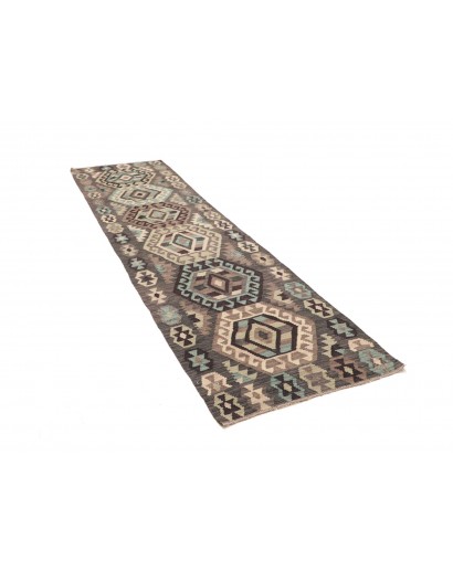 Tappeto Kilim Afghanistan marrone azzurro 81x298
