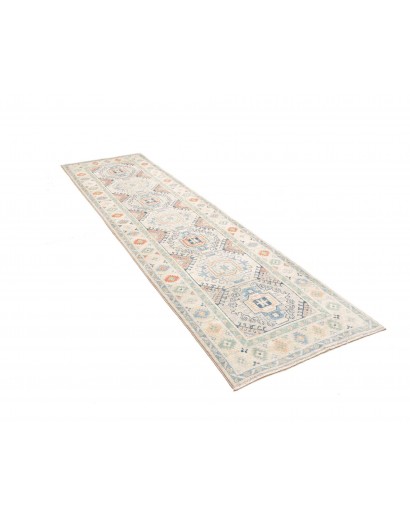 Tappeto Kazak Afghanistan bianco grigio 81x292