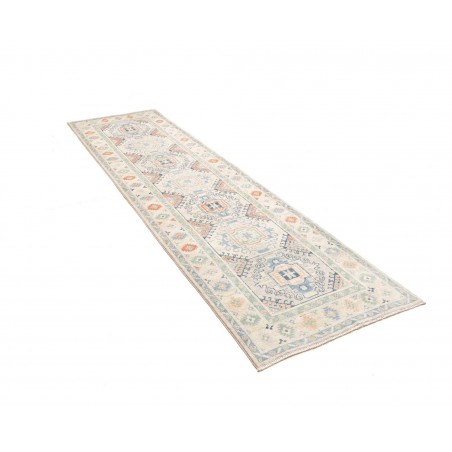 Tappeto Kazak Afghanistan bianco grigio 81x292