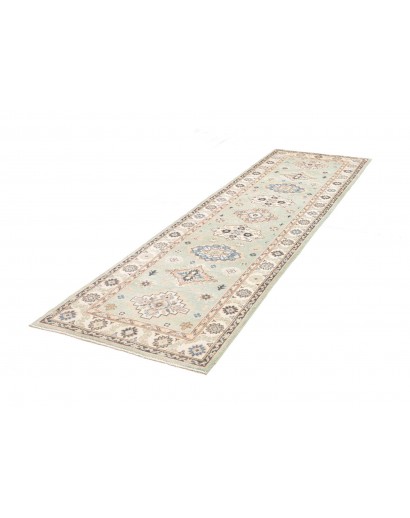 Tappeto Kazak Afghanistan bianco azzurro 84x294