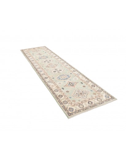 Tappeto Kazak Afghanistan bianco azzurro 84x294