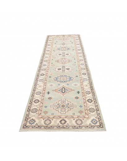 Tappeto Kazak Afghanistan bianco azzurro 84x294
