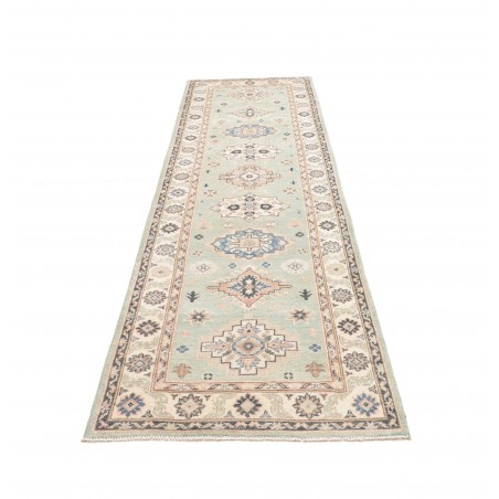 Tappeto Kazak Afghanistan bianco azzurro 84x294