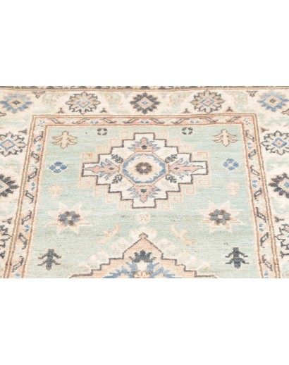 Tappeto Kazak Afghanistan bianco azzurro 84x294