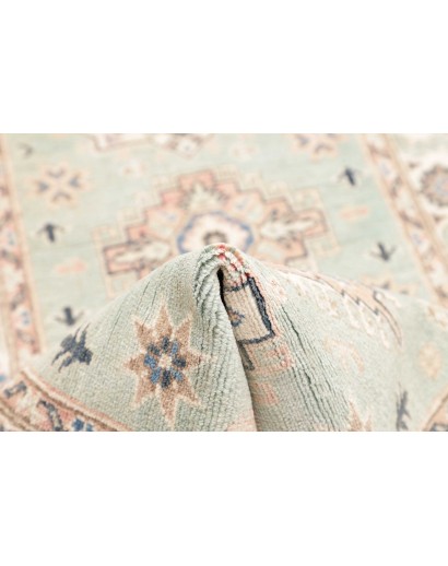 Tappeto Kazak Afghanistan bianco azzurro 84x294
