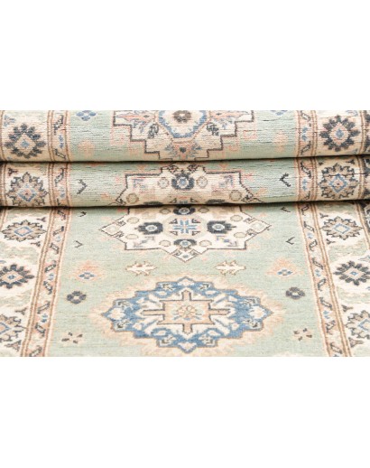 Tappeto Kazak Afghanistan bianco azzurro 84x294