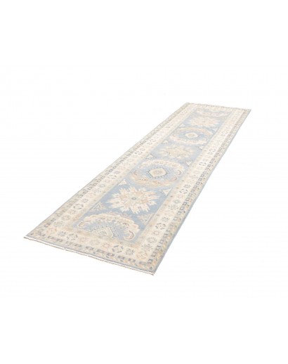 Tappeto Kazak Afghanistan bianco azzurro 83x298