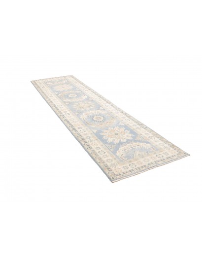 Tappeto Kazak Afghanistan bianco azzurro 83x298