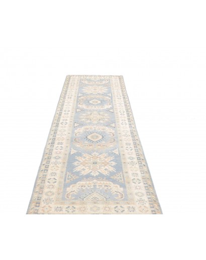 Tappeto Kazak Afghanistan bianco azzurro 83x298