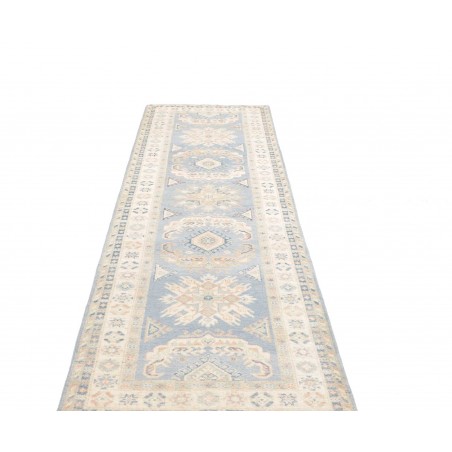 Tappeto Kazak Afghanistan bianco azzurro 83x298