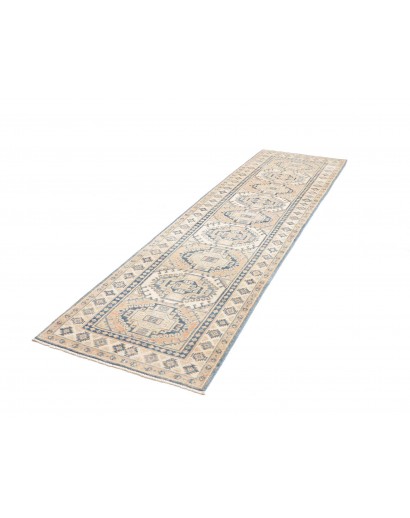 Tappeto Kazak Afghanistan bianco azzurro 82x290