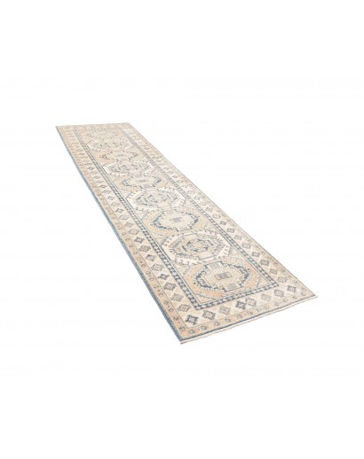 Tappeto Kazak Afghanistan bianco azzurro 82x290
