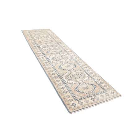 Tappeto Kazak Afghanistan bianco azzurro 82x290