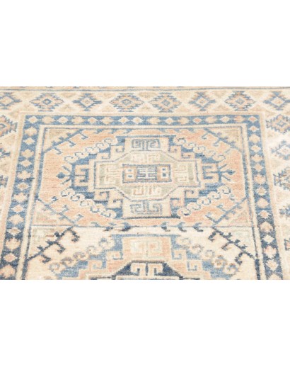 Tappeto Kazak Afghanistan bianco azzurro 82x290