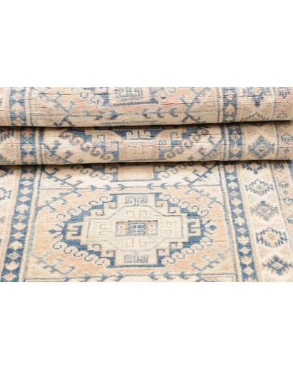 Tappeto Kazak Afghanistan bianco azzurro 82x290