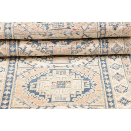 Tappeto Kazak Afghanistan bianco azzurro 82x290