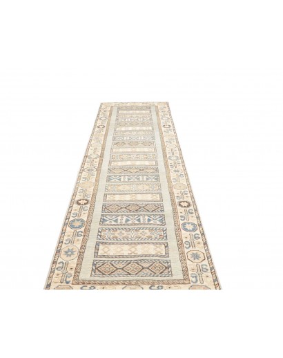 Tappeto Kazak Afghanistan bianco azzurro 88x328