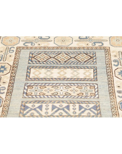 Tappeto Kazak Afghanistan bianco azzurro 88x328