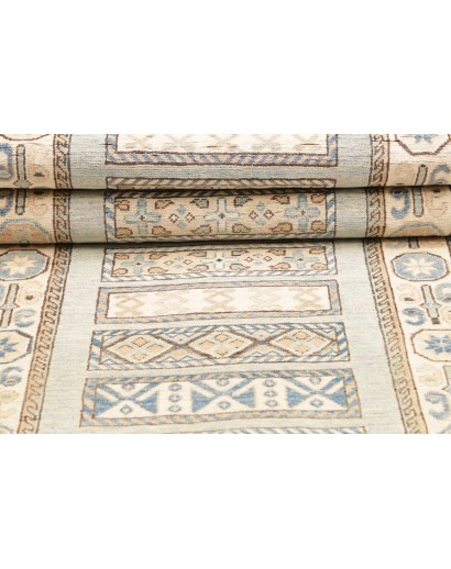 Tappeto Kazak Afghanistan bianco azzurro 88x328
