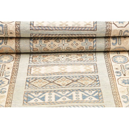 Tappeto Kazak Afghanistan bianco azzurro 88x328