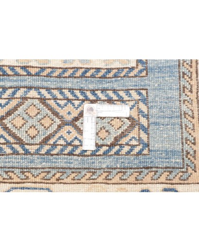 Tappeto Kazak Afghanistan bianco azzurro 88x328