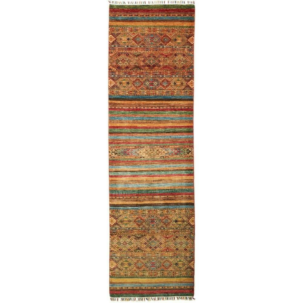 Tappeto Samarkand Pakistan marrone bianco 82x282 Tappeto Samarkand Pakistan marrone bianco 82x282