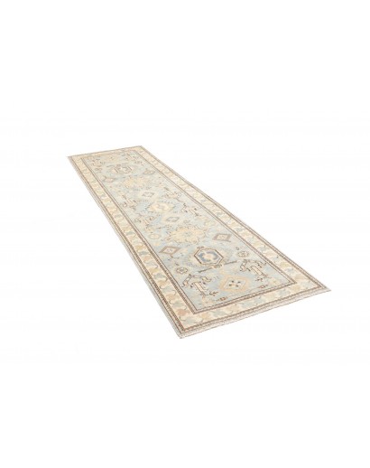 Tappeto Kazak Afghanistan bianco azzurro 82x284