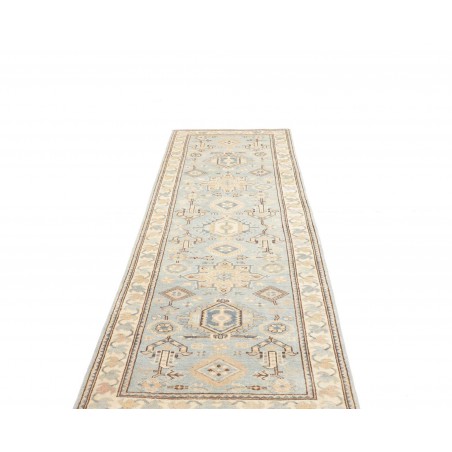 Tappeto Kazak Afghanistan bianco azzurro 82x284