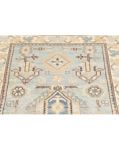 Tappeto Kazak Afghanistan bianco azzurro 82x284