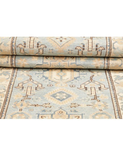 Tappeto Kazak Afghanistan bianco azzurro 82x284