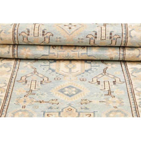 Tappeto Kazak Afghanistan bianco azzurro 82x284