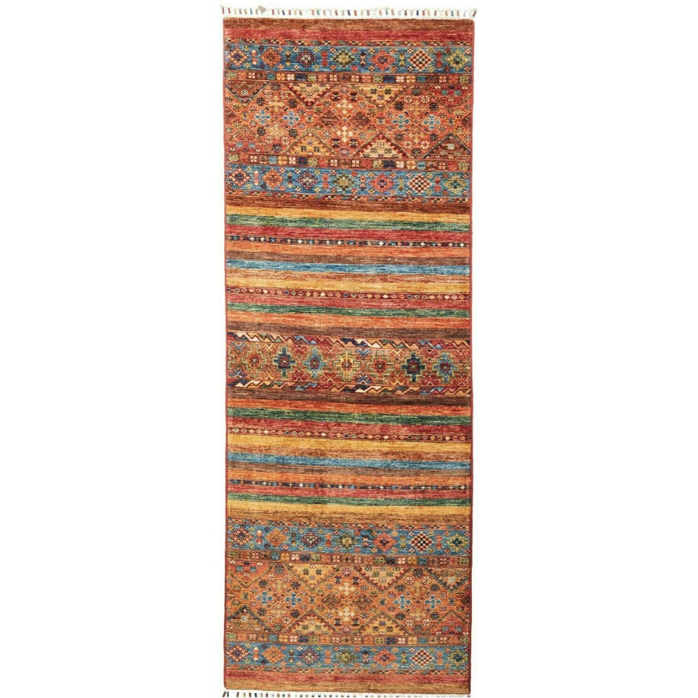 Tappeto Samarkand Pakistan rosso grigio 74x205 Tappeto Samarkand Pakistan rosso grigio 74x205