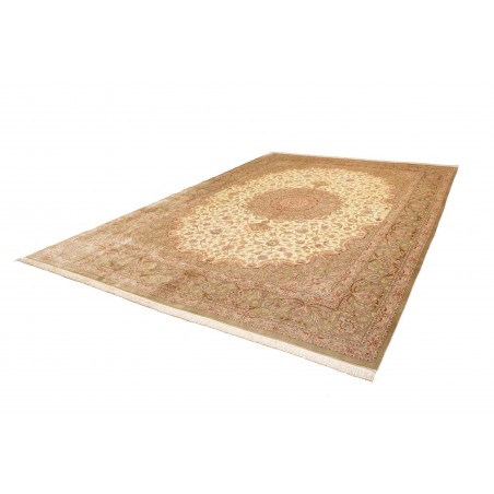 Tappeto Ghom seta Persia marrone bianco 294x393