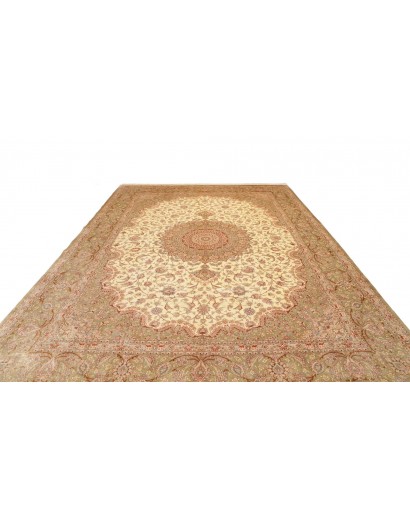 Tappeto Ghom seta Persia marrone bianco 294x393