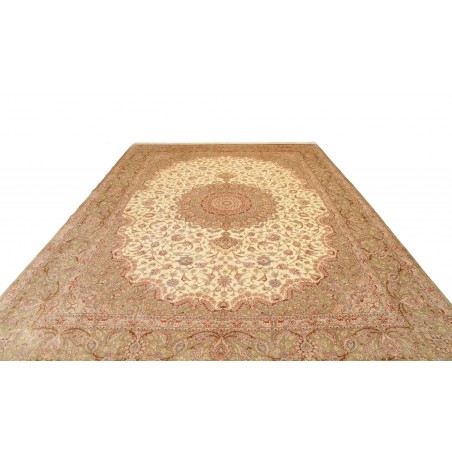 Tappeto Ghom seta Persia marrone bianco 294x393