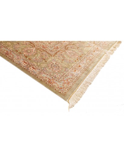 Tappeto Ghom seta Persia marrone bianco 294x393