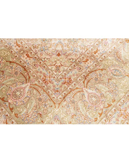 Tappeto Ghom seta Persia marrone bianco 294x393