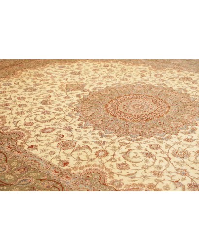 Tappeto Ghom seta Persia marrone bianco 294x393