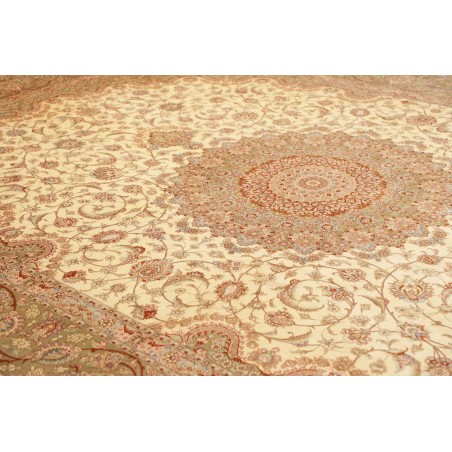 Tappeto Ghom seta Persia marrone bianco 294x393