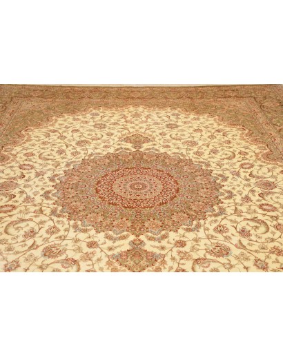 Tappeto Ghom seta Persia marrone bianco 294x393