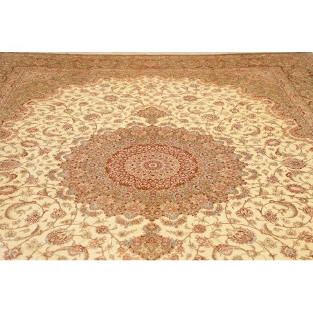 Tappeto Ghom seta Persia marrone bianco 294x393