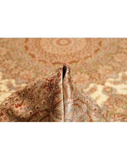 Tappeto Ghom seta Persia marrone bianco 294x393