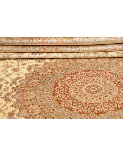 Tappeto Ghom seta Persia marrone bianco 294x393