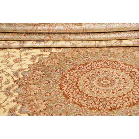 Tappeto Ghom seta Persia marrone bianco 294x393