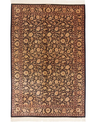 Tappeto Ghom seta Persia marrone blu 130x198