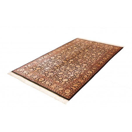 Tappeto Ghom seta Persia marrone blu 130x198
